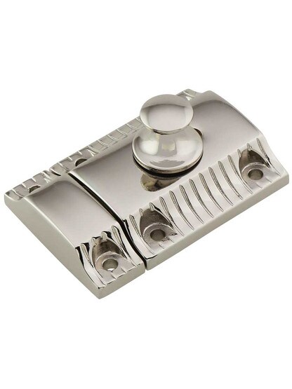 Vintage 1900 Cabinet Latch - 2 7/16 inch X 1-9/16 inch in Polished Nickel.